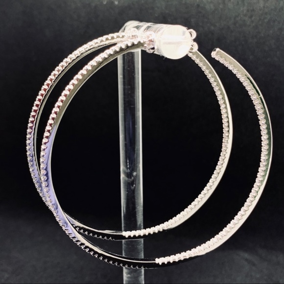 66mm Jumbo Hoop Double Inlay Eternity Earrings - Picture 13 of 16